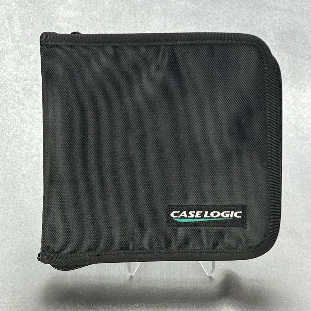 Vtg Case Logic Small Black Soft Zip CD DVD Game Holder Wallet Holds 24 Y2K 90s